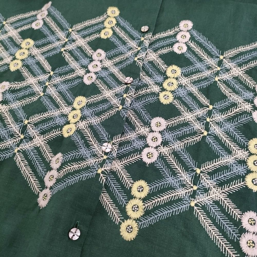 mina perhonen kori リネン 刺繍 シャツワンピース サイズ38 定価88000