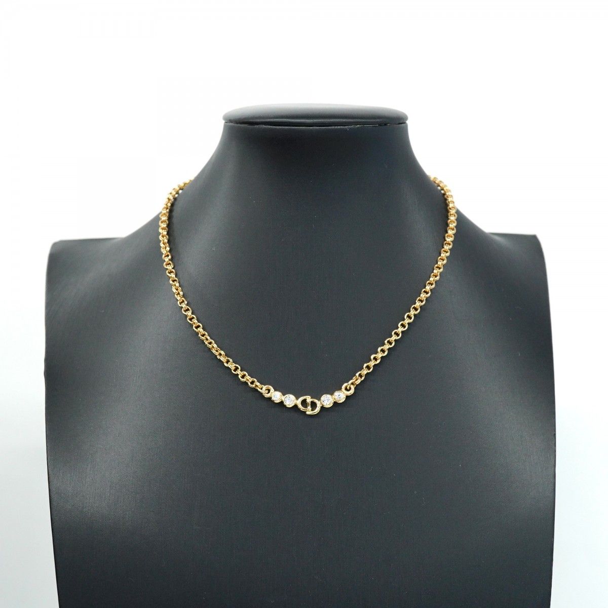 5jeb0279】クリスチャンディオール ネックレス CDロゴ GPメッキ ライン  