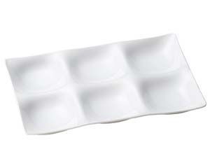 エ716-048 A シックスホールプレート 陶磁器調白 S H塗