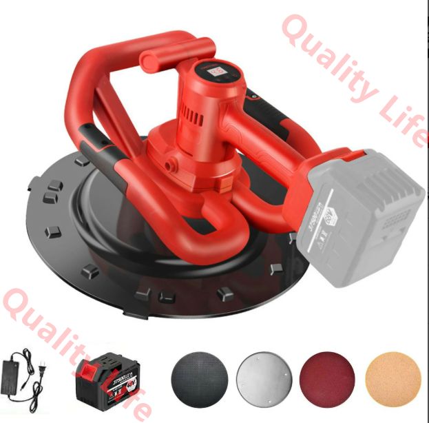 充電式 トロウェル コンクリート研磨機 トロウェル ポリッシャー モルタル デジタル表示付き 6段変速 大直径 38cm 壁面平滑化研磨機 携帯用モルタルこて モルタルミキサー 37500mAhの電池付き バッテリー1個付き