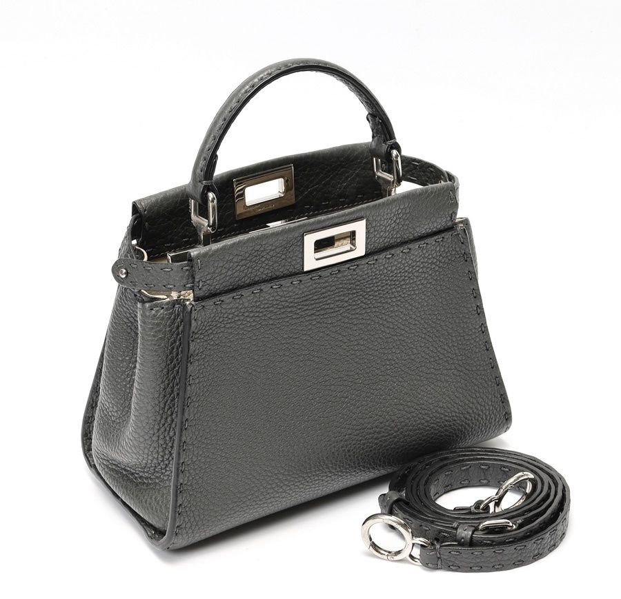 かななな 様用FENDI ピーカブーセレリアミディアムアスファルトグレー FENDI（フェンディ） ハンドバッグ PEEKABOO SELLERIA ピーカブー