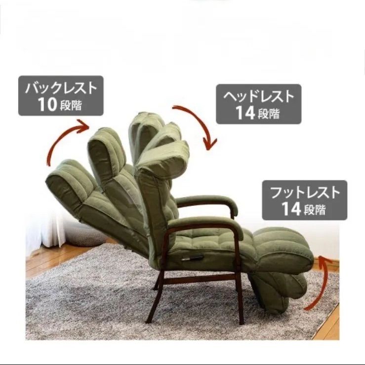 ヘッドレスト14段|バックレストレバー式14段|フットレスト14段