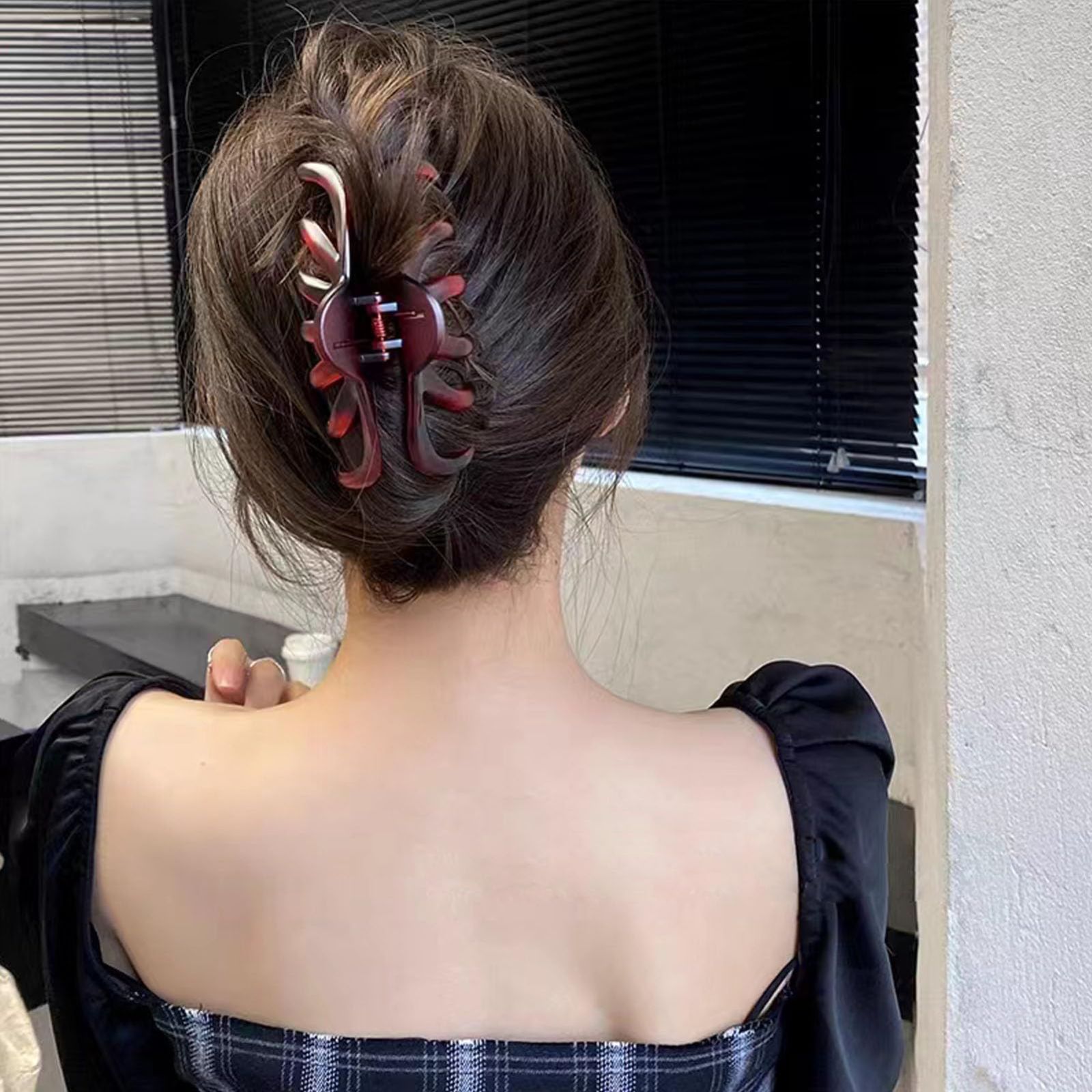 バンスクリップ セット バレッタ しっかり 毛量多い 大きめ ヘアアクセ ヘアアレンジ クリップ 髪 髪留め 大人 簡約 おしゃれ 黒 跡がつかない hair ヘアクリップ clip ァッション Fuyunohi 小物 べっ甲
