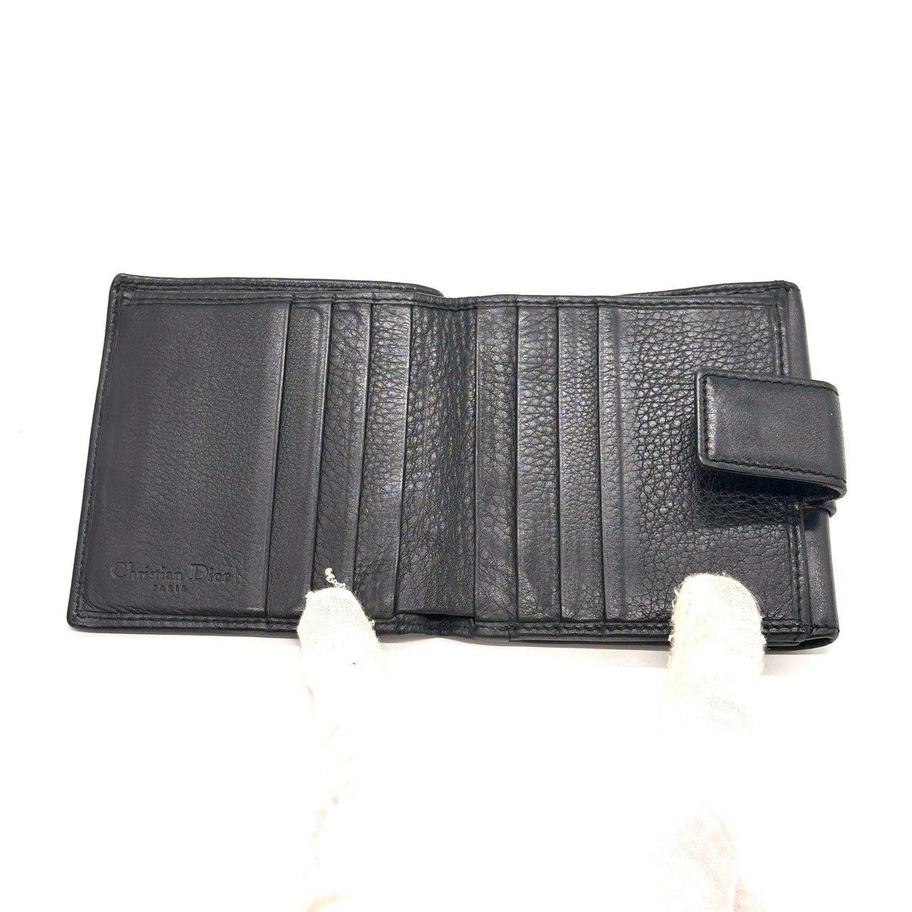 クリスチャンディオール レザー 二つ折り財布 Christian Dior 中古 クリスチャンディオール 二折財布小銭入付