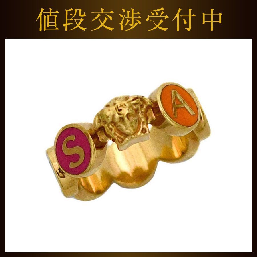 VERSACE ヴェルサーチ リング メデューサ ゴールド　カード付 ヴェルサーチ リング ゴールド マルチカラー メデューサ 美品 指輪 16