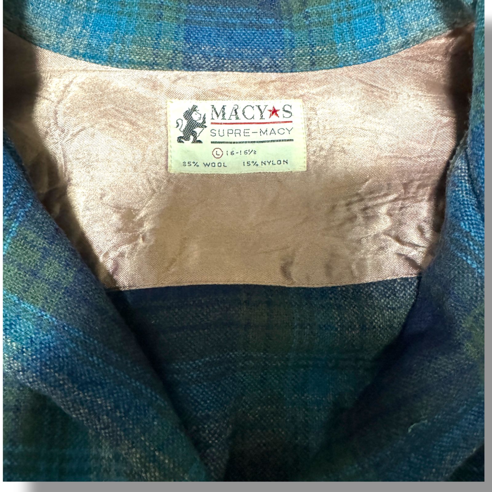 オンブレ　supre macy レーヨン　シャツ　ヴィンテージ　m オンブレsupre macy レーヨンシャツヴィンテージm