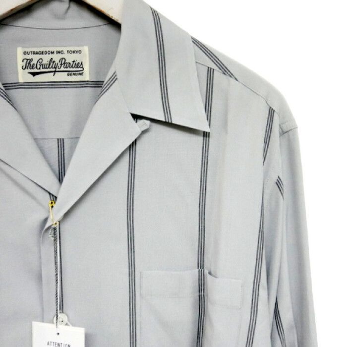 23SS ワコマリア 半袖 レーヨン ストライプ オープンカラー シャツ 白 M WACKO MARIA 2023SS ワコマリア TWO TONE 50'S OPEN COLLAR