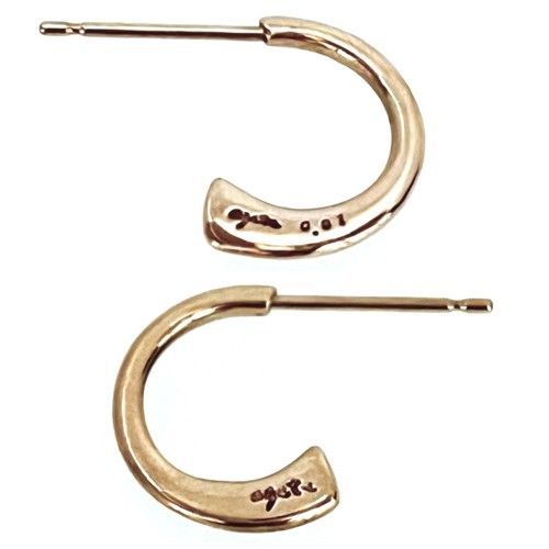 agete アガット フープ ピアス K10PG 1Pダイヤモンド0.01ct ブランド