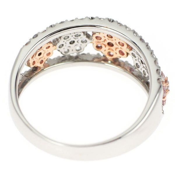 天然ピンクダイヤモンド フラワー リング　PT900 0.4ct ピンク ダイヤモンド フラワー リング プラチナ Pt900