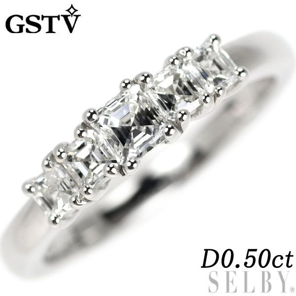 GSTV Pt950 アッシャーカット ダイヤモンド リング 0.50ct