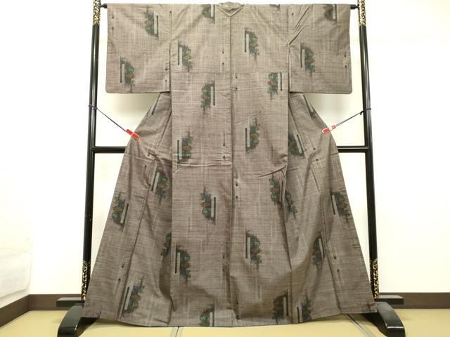 平和屋着物○本場大島紬 9マルキ 蔦の葉文 正絹 逸品 DAAT1031tw  