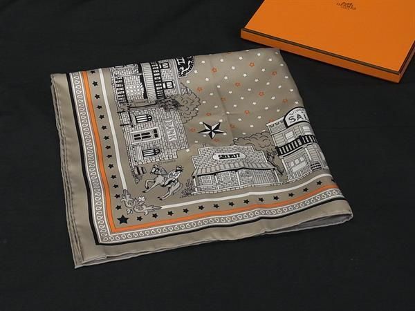 □極美品□ HERMES エルメス パリステーション カレ55 シルク100