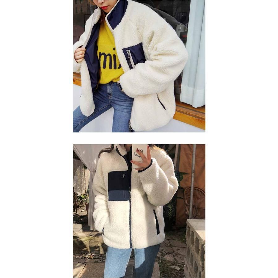 ボアジャケット アウター リバーシブル レディース ブルゾン フリース