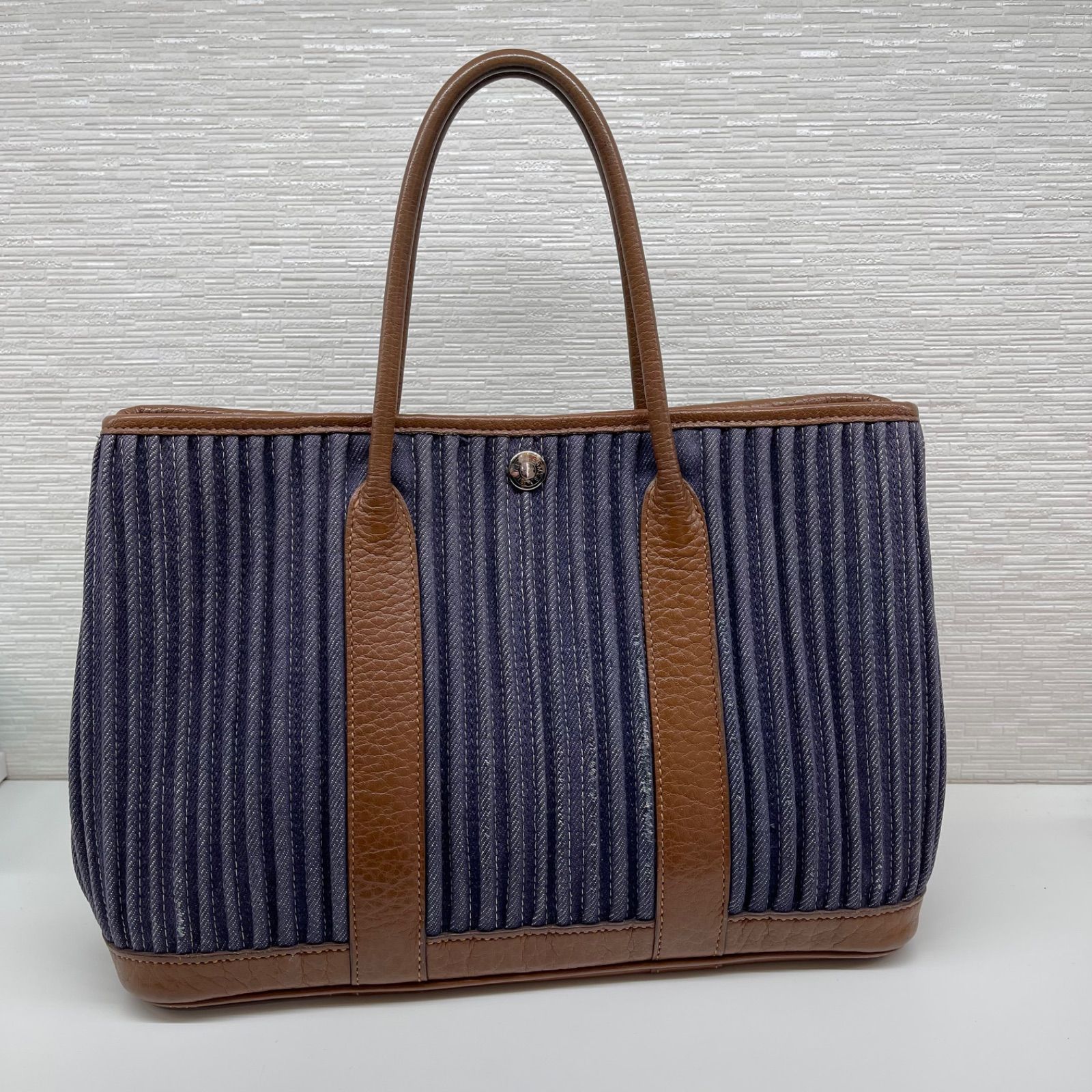 中古】HERMES エルメス ガーデンパーティTPM 30 トワルデニム×レザー ...