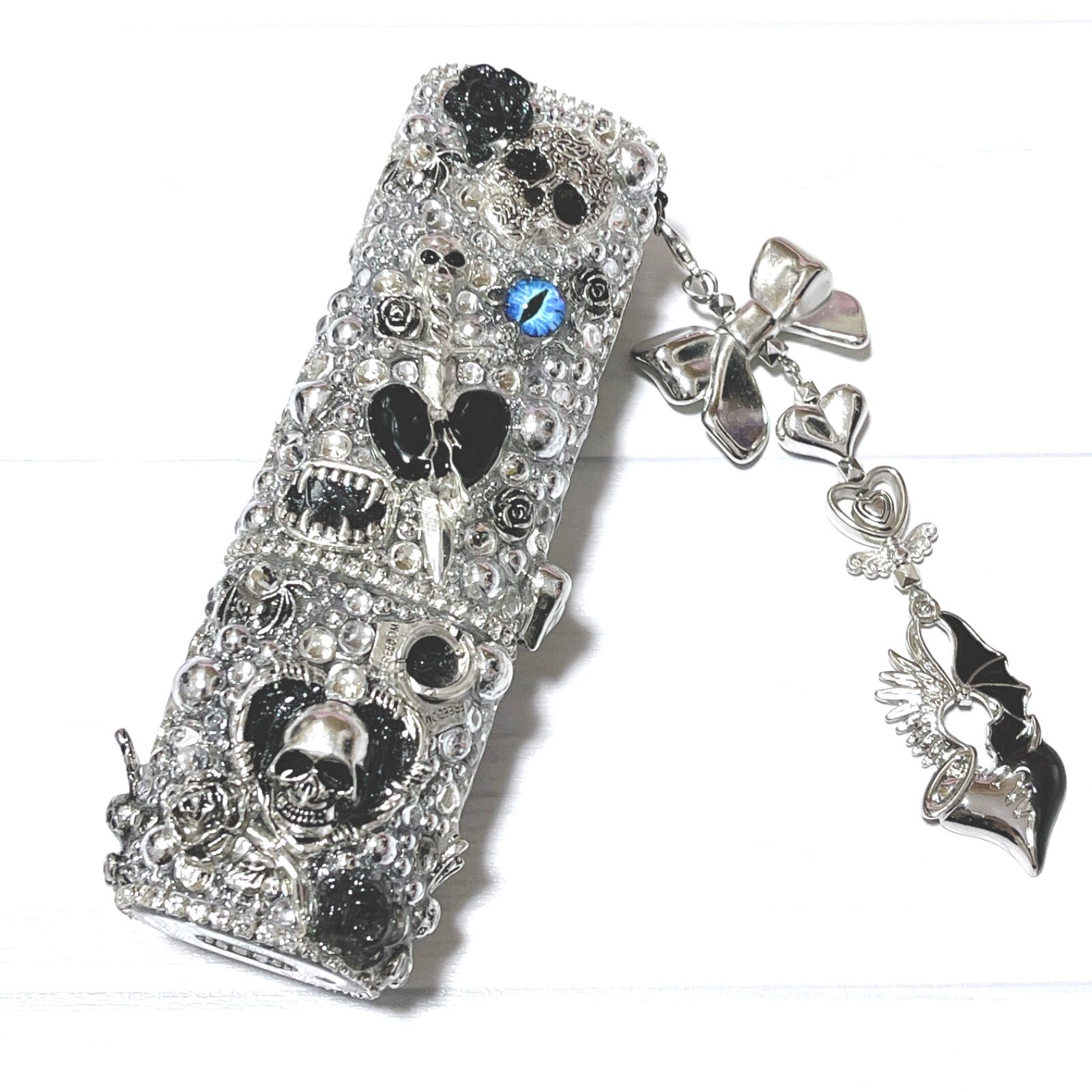 IQOS アイコス イルマワン イルマi ケース デコ ラメブラック×シルバー