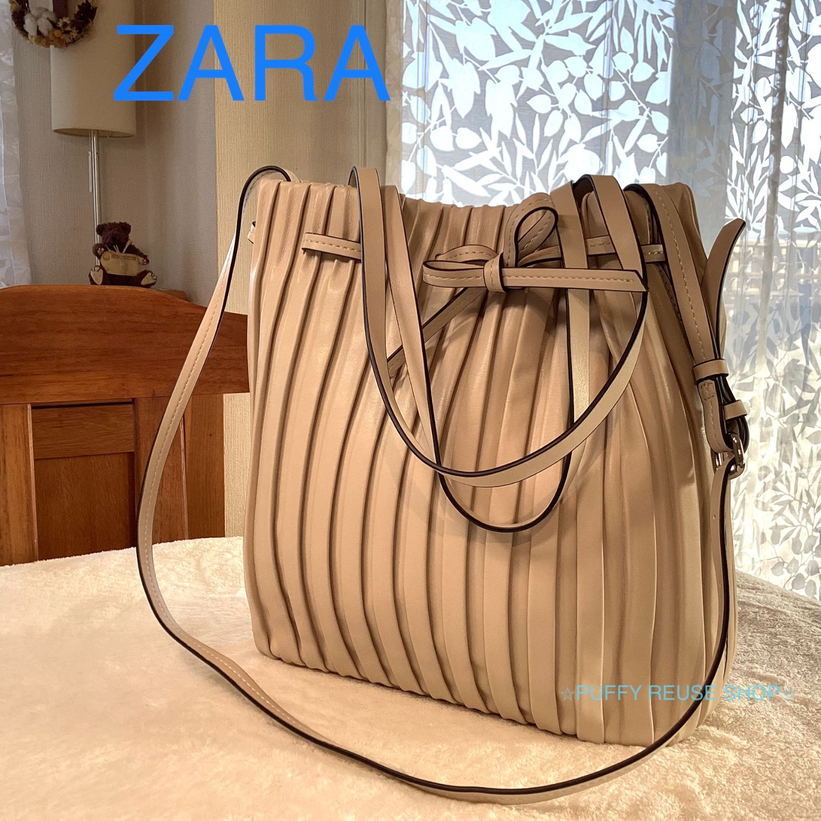 ZARA ザラ ショルダーバッグ ハンドバッグ ポーチ 2wey ベージュ