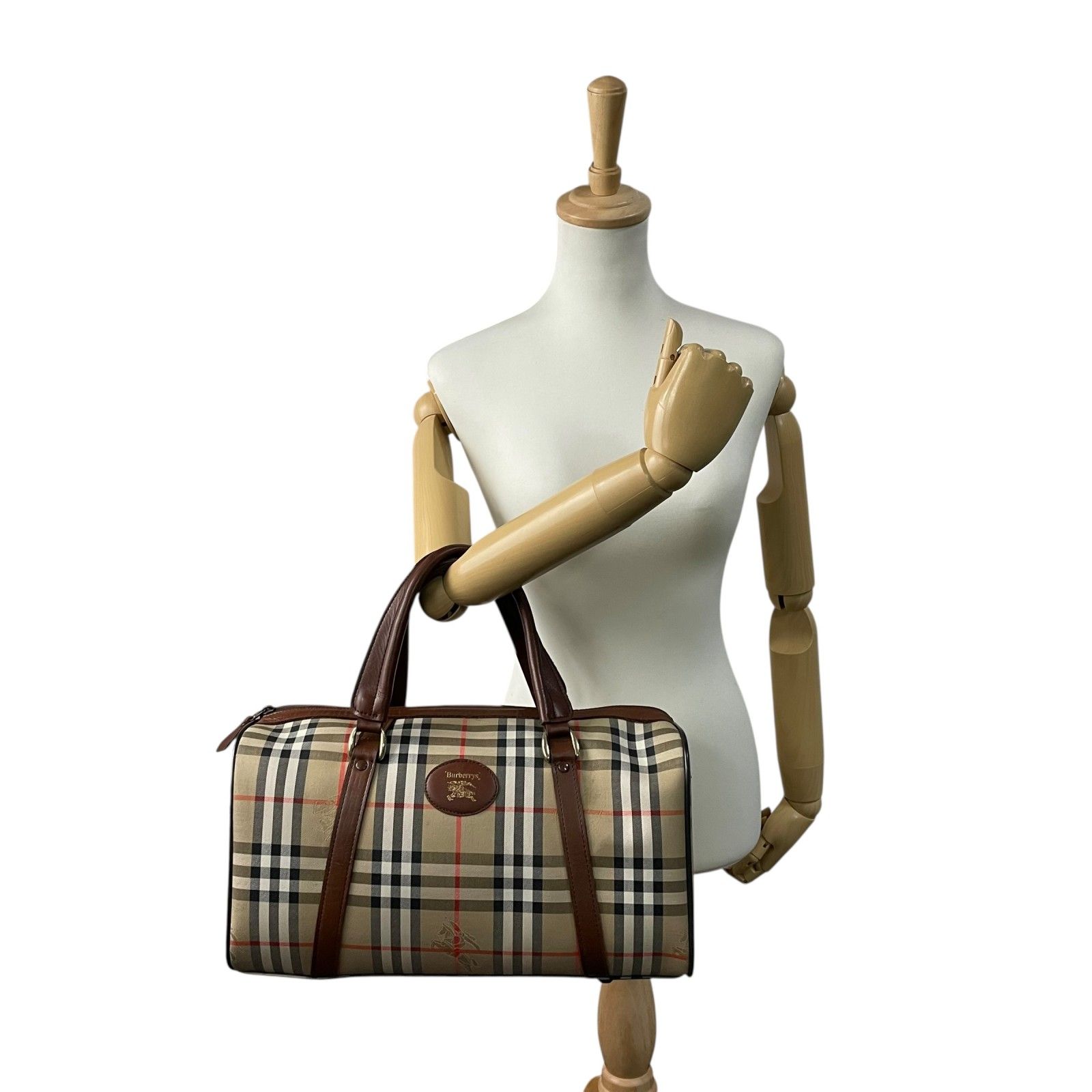 バーバリー ノバチェック ミニボストンバッグ シャドーホース ロゴ