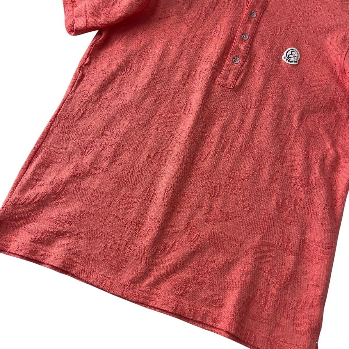 coco 中古 アンパスィ and per se メンズ 半袖ポロシャツ LL ピンク系 吸水速乾 ジャガード coco 中古 アンパスィ and per se メンズ 半袖ポロシャツ LL