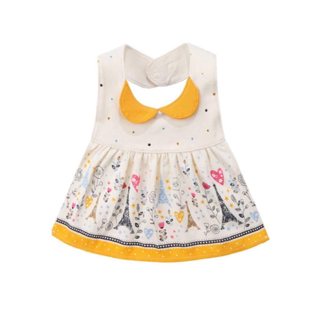 小さな鉄の塔 女の赤ちゃんの綿のスカートよだれかけストラップ調節 な唾液タオルディナー防水よだれかけ