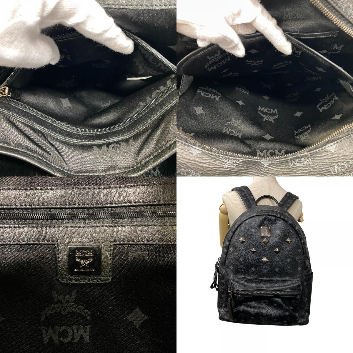 1円 ■極美品■ MCM エムシーエム ロゴ レザー 総柄 ミニボストンバッグ ハンドバッグ レディース ブラック系 A4884XS 1円 □極美品□ MCM エムシーエム ヴィセトス柄 モノグラム レザー