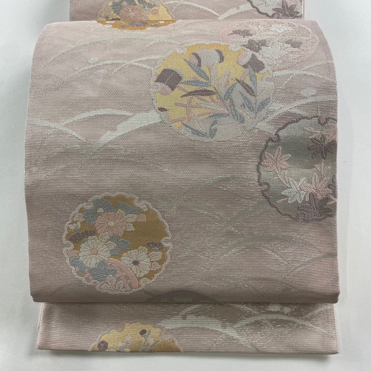 美品 さが美 雪輪に桜 白 パステル 淡色 儚げ 六通 正絹 フォーマルな袋帯 袋帯 秀品 雪輪 桜 金糸 箔 薄ピンク 六通 正絹 【中古】 - メルカリ