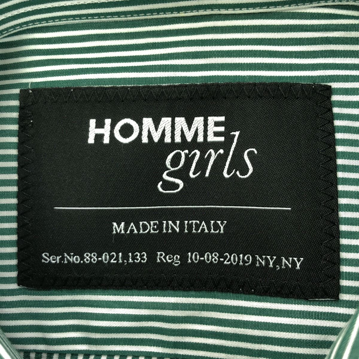 HommeGirls オムガールズ ストライプシャツ グリーン S - メルカリ