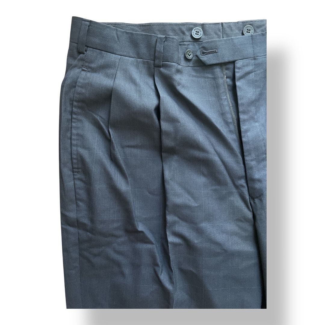 neat flannel chalk stripe beltless brown NEAT FELTING FLANNEL