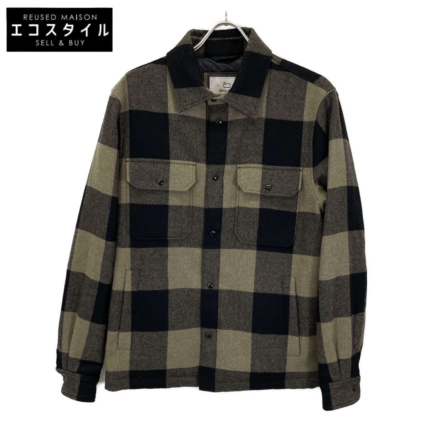 WOOLRICH ウールリッチ ﾌﾞﾗｳﾝ×ﾌﾞﾗｯｸ WCOS0067 ｱﾗｽｶﾝｳｰﾙﾁｪｯｸｵｰﾊﾞｰｼｬﾂ S