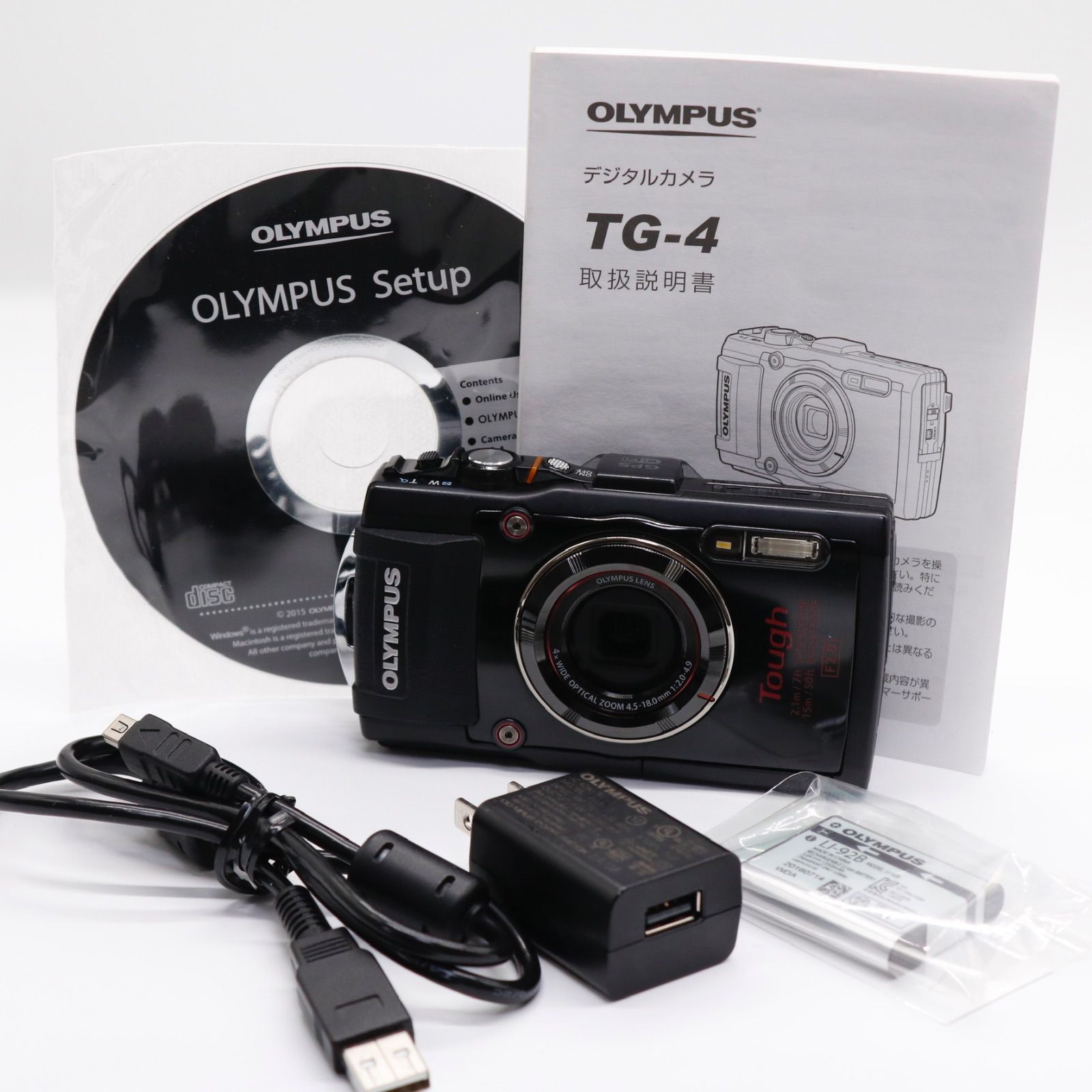 OLYMPUS デジタルカメラ STYLUS TG-4 Tough ブラック 1600万画素CMOS F2.0 15m 防水 100kgf耐荷重 GPS+電子コンパス&内蔵Wi-Fi TG-4 BLK