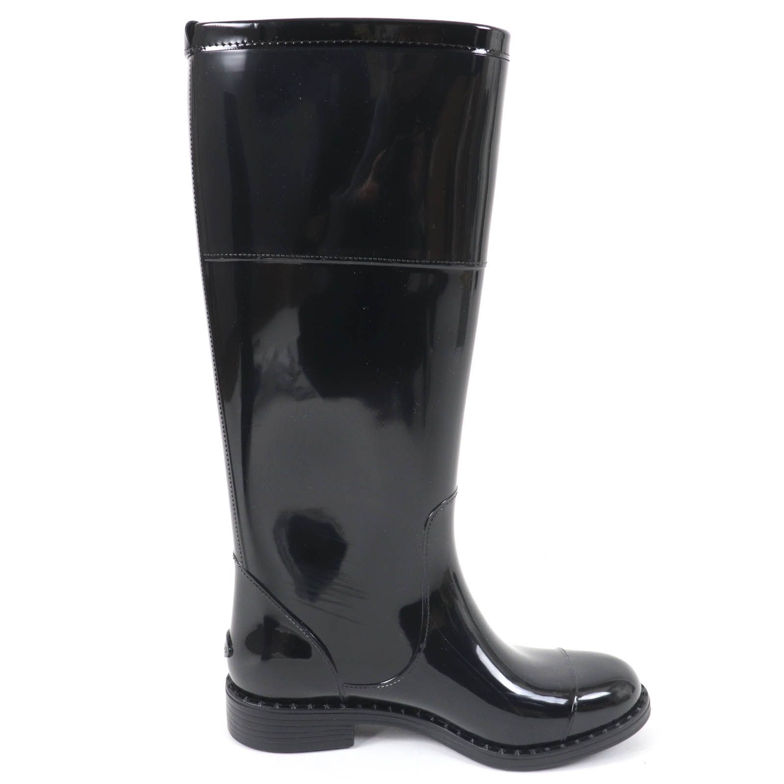 美品☆JIMMY CHOO ジミーチュウ JCロゴ金具 ラバーブーツ レインブーツ