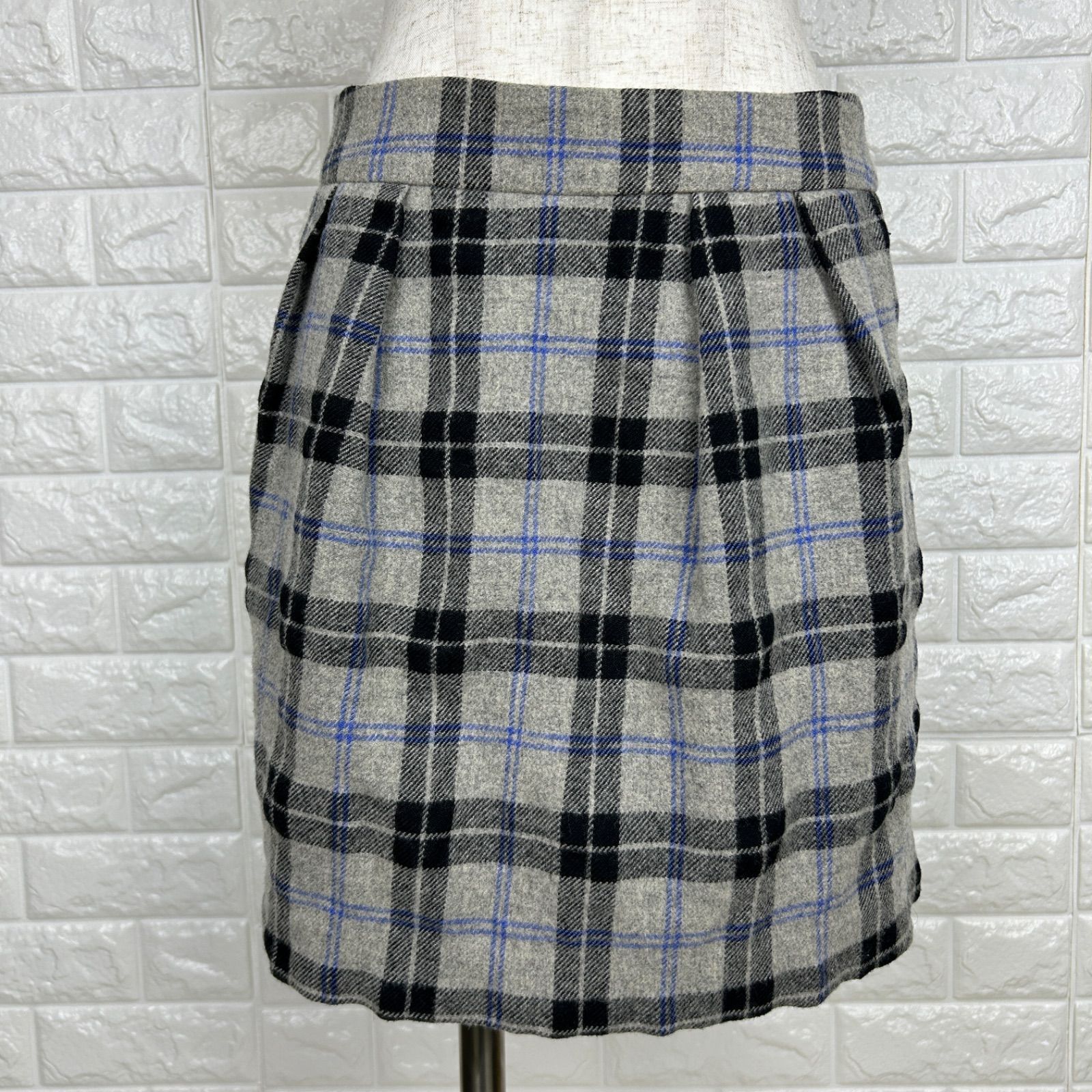 セオリー theory 0サイズ チェック柄 タック ミニスカート グレー