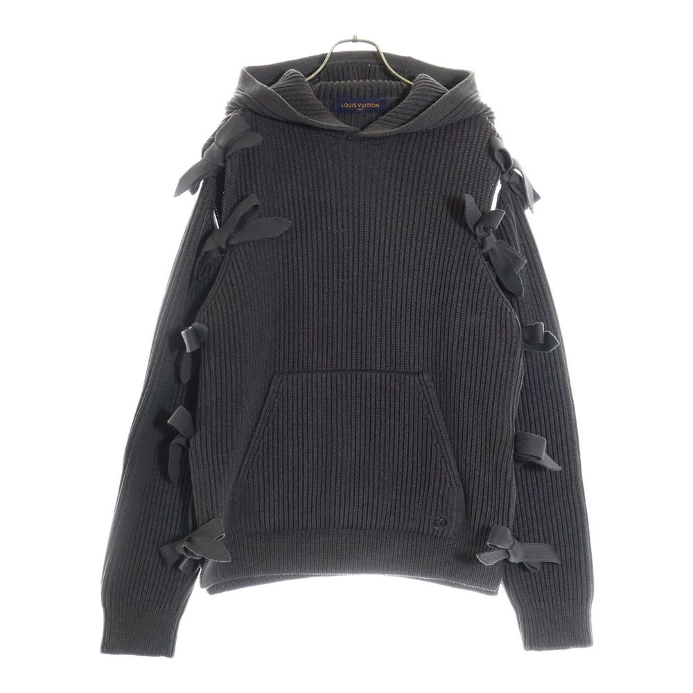 ルイヴィトンlouis vuitton ニットパーカー レザー ルイヴィトン LOUIS VUITTON パーカー ニット 切替 キャメル