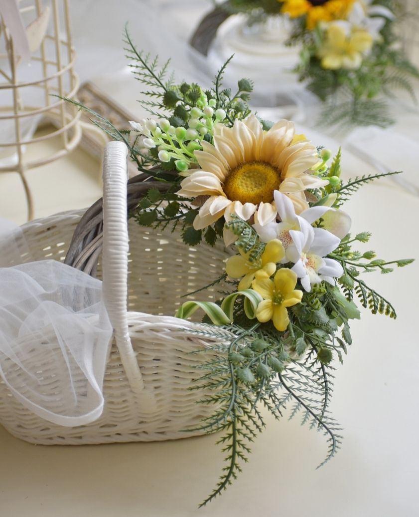 再販☆お色違い☆流れるグリーン☆トロピカルなひまわりのリース☆造花  