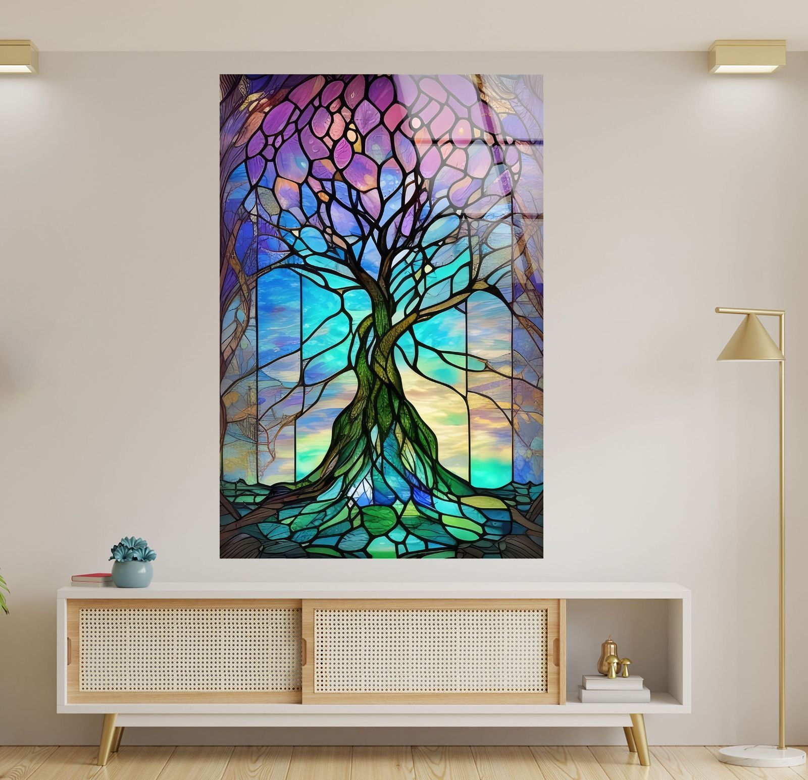 輸入雑貨 強化ガラス 硝子アート 『CHANEL』 特大ガラスアート 200cm