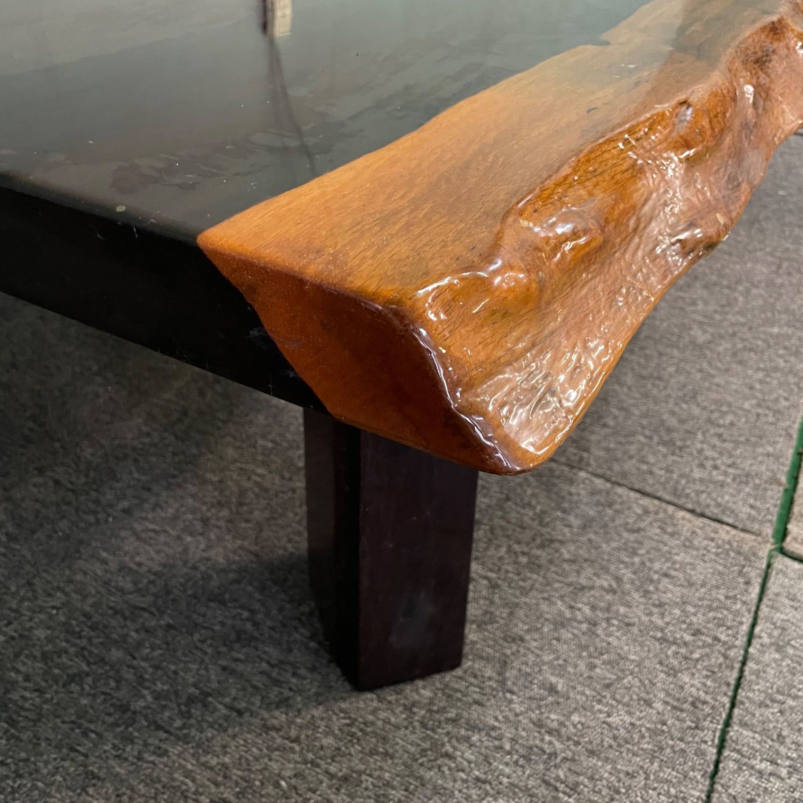 ♭ 花梨 天然木 一枚板 無垢 座卓 座敷机 約70kg リビングテーブル