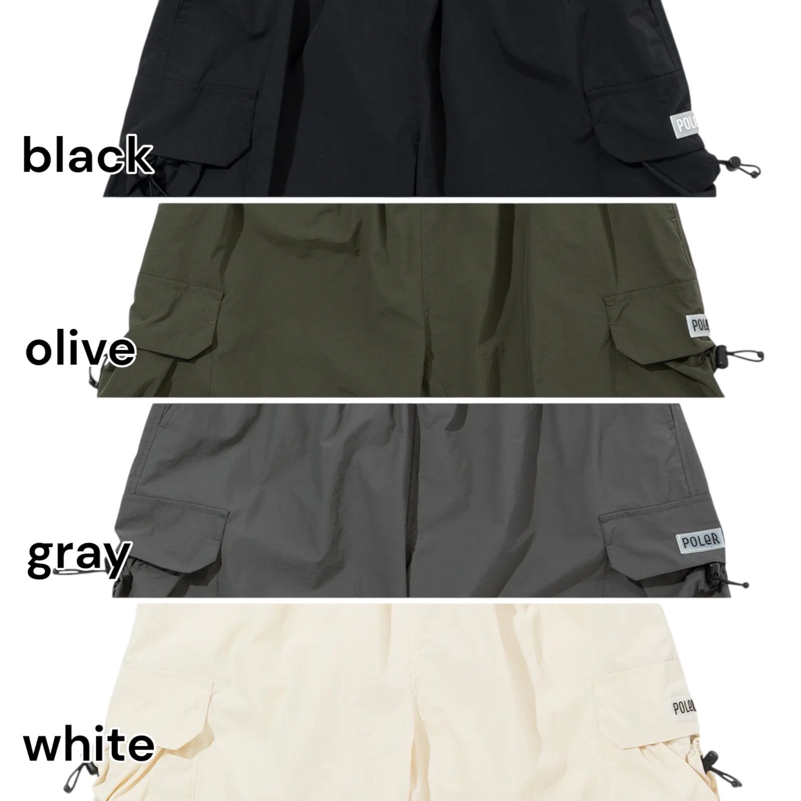POLER SHIRRING NYLON WIDE CARGO SHORTS 251mcv0004 ポーラー ショートパンツ