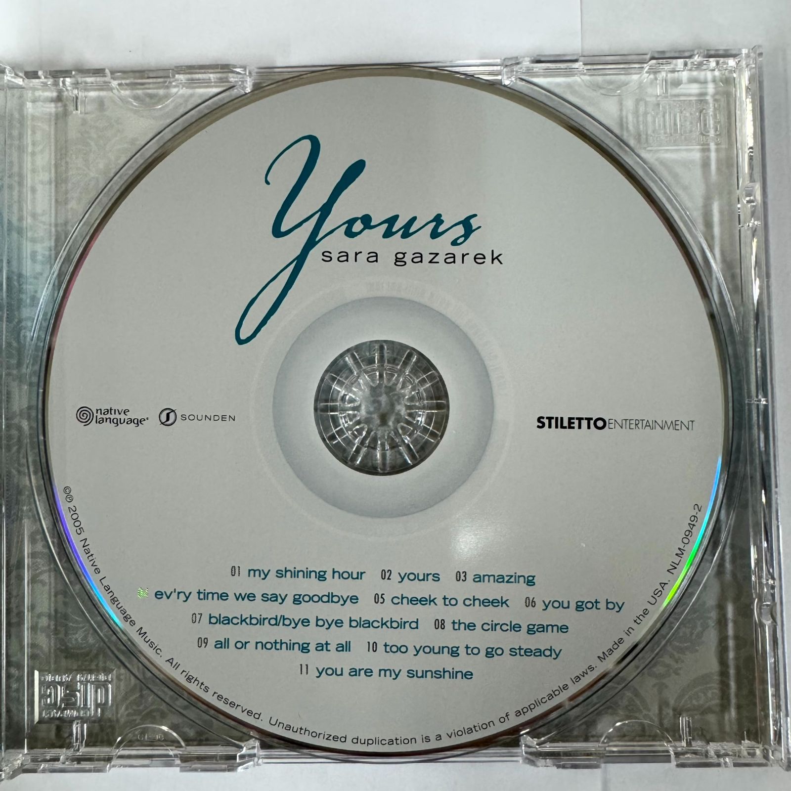 SARA GAZAREK「YOURS」アメリカ盤 NATIVE LANGUAGE 2005年録音