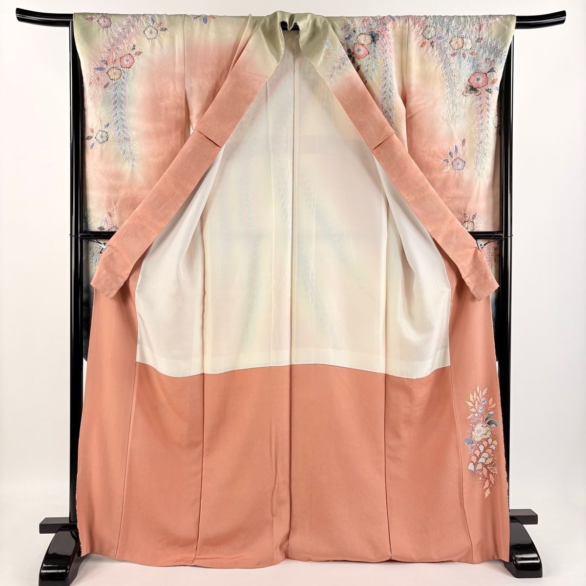 美品 本振袖 翠山工房 辻が花 絞り 朱色 トールサイズ 身丈170cm 豪華【辻が花絞り染】翠山工房正絹 振袖セット s760 | 着物 夢美月