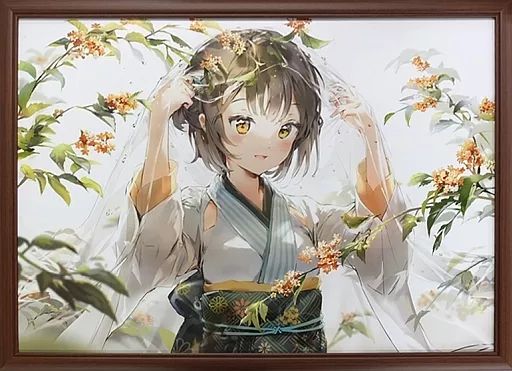 ☆ 雨上がりの庭園 複製原画（額縁付き） Anmi先生 ☆ 原画イラストボード ≪イラスト画集≫ 付録付)Anmi 複製原画「雨上がり