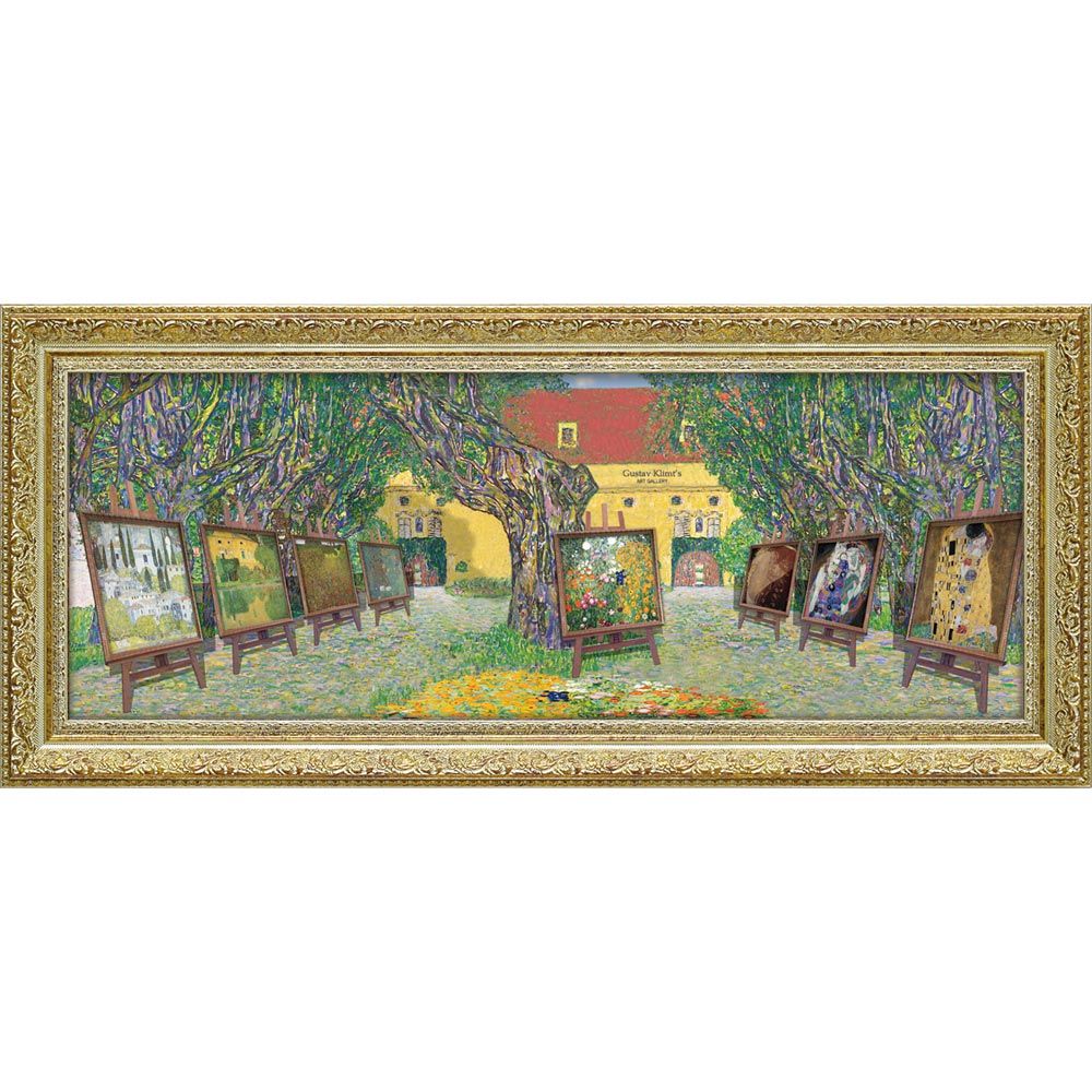 絵画 白石 創多 クリムトのアートギャラリー Mサイズ 名画 オマージュ 額付き アート インテリア リビング 玄関 アートフレーム 空想 ギフト プレゼント 店舗 オフィス エントランス LLサイズ