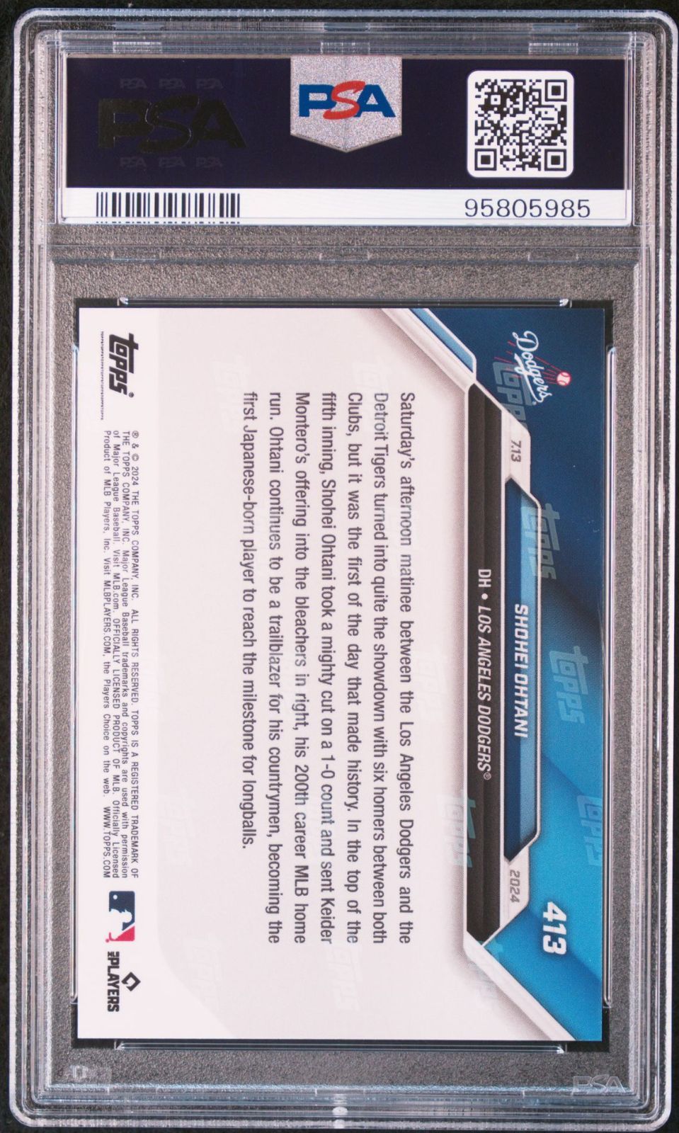 PSA10 2024 Topps now #413 大谷翔平 MLB通算200号ホームラン記録記念 