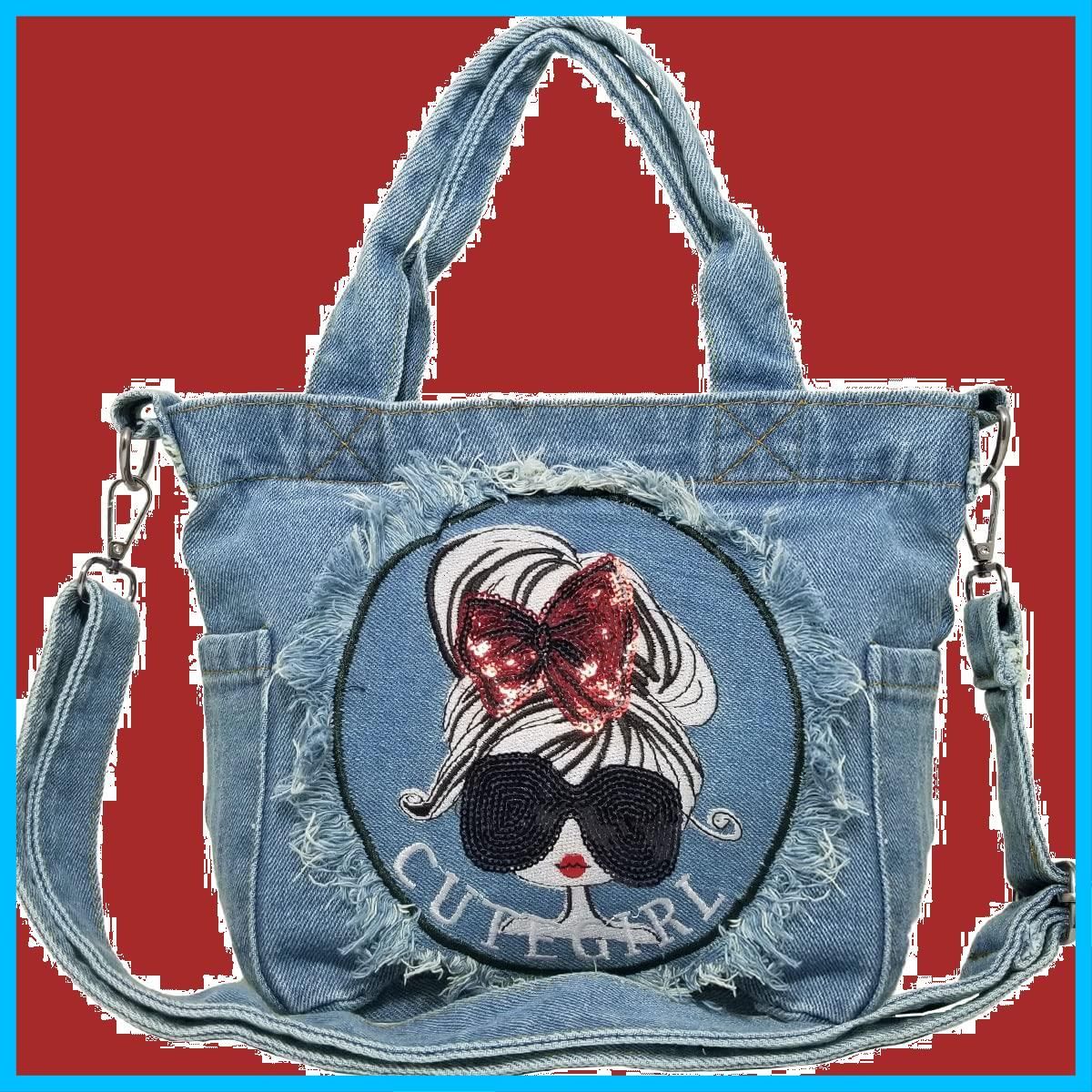 Ninamew デニムハンドバッグ ショルダーバッグ2Way