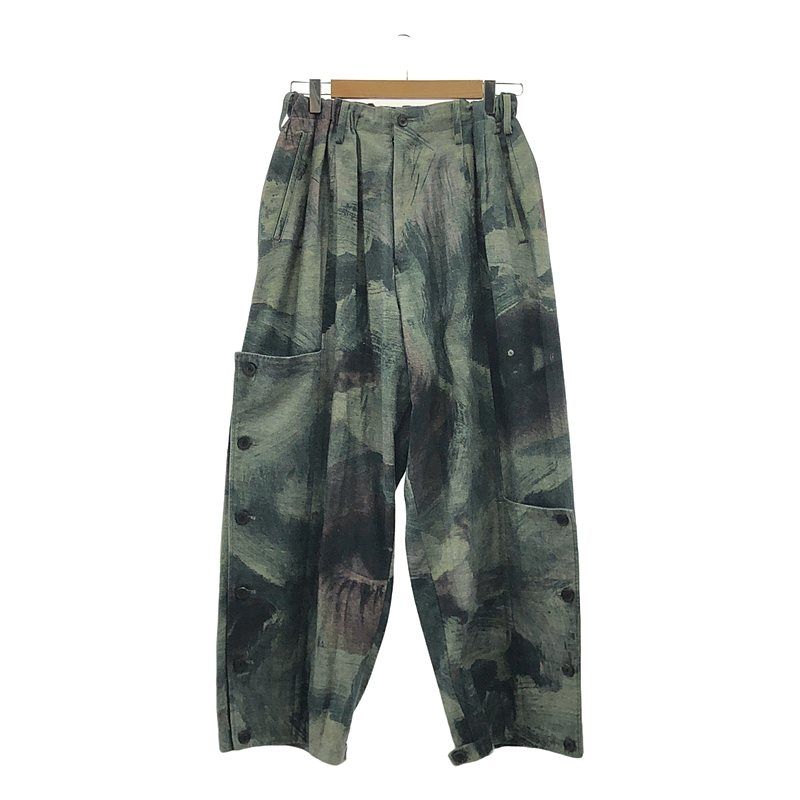 YOHJI YAMAMOTO POUR HOMME / ヨウジヤマモトプールオム | 2021SS | 脇釦絵 総柄 ドローストリング ワイド パンツ | 2 | マルチカラー | メンズ YOHJI YAMAMOTO POUR HOMME / ヨウジヤマモトプールオム | 2021SS | 脇