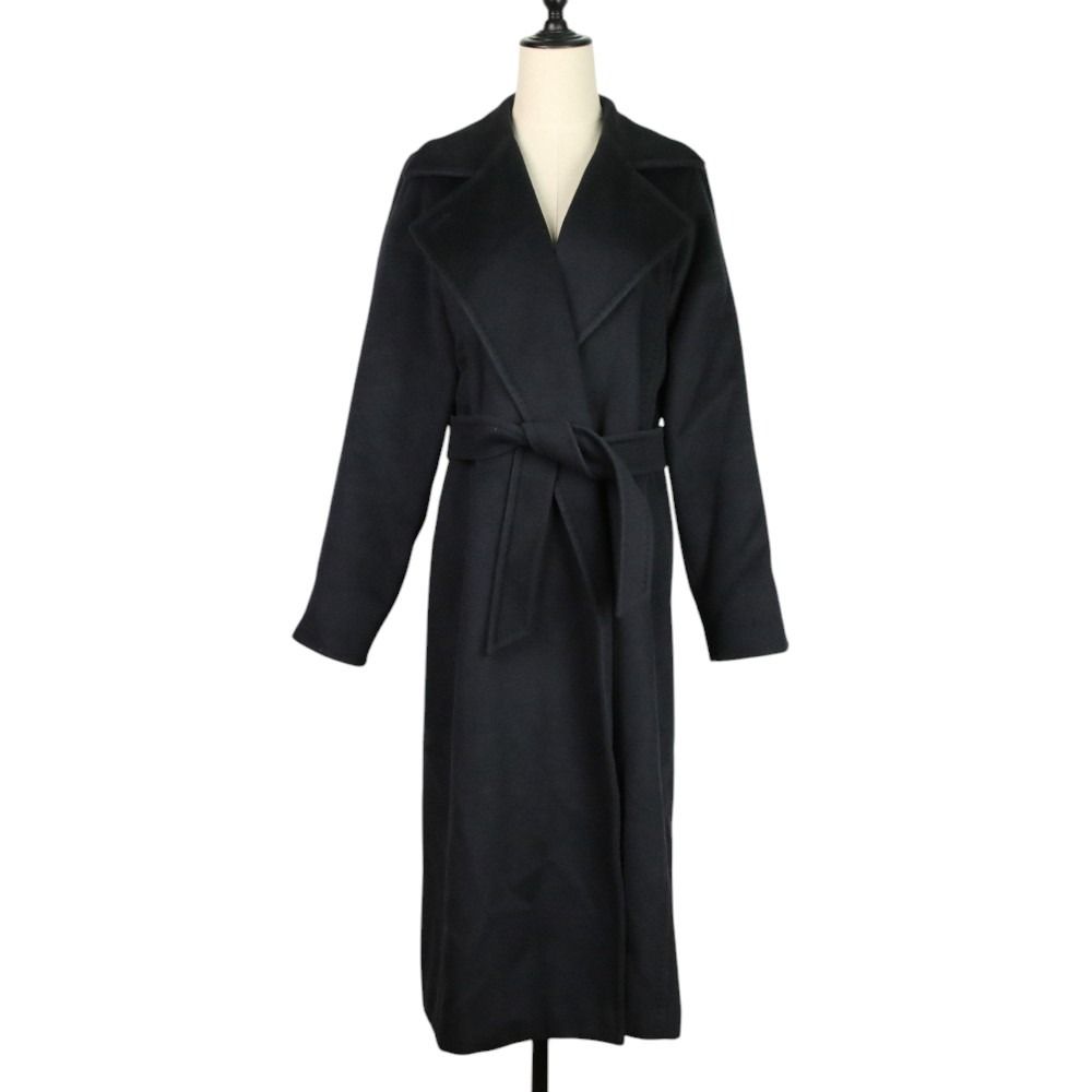 Max Mara マックスマーラ MANUELA マニュエラ キャメル100％ ベルテッド ラップ アイコンコート サイズ40 ブラック レディース 古着