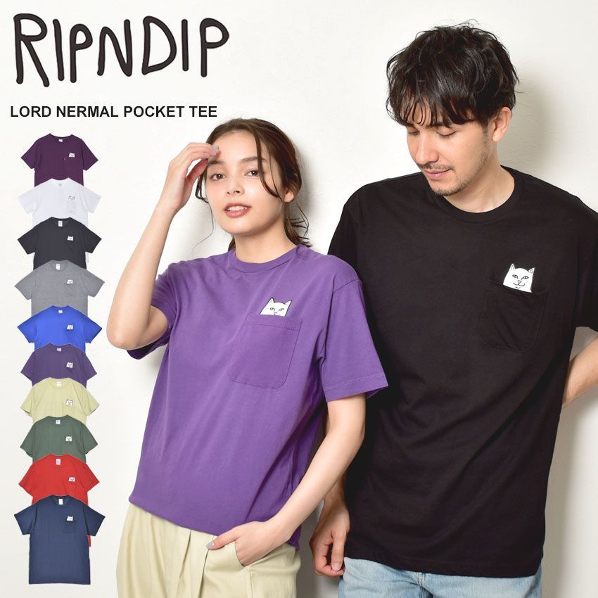 リップンディップ 半袖Tシャツ レディース メンズ LORD NERMAL POCKET TEE RIPNDIP カラー:10.ネイビー 品番：2365-0009