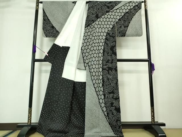 平和屋着物□極上 訪問着 作家物 駒刺繍 絞り 草花文 金銀彩