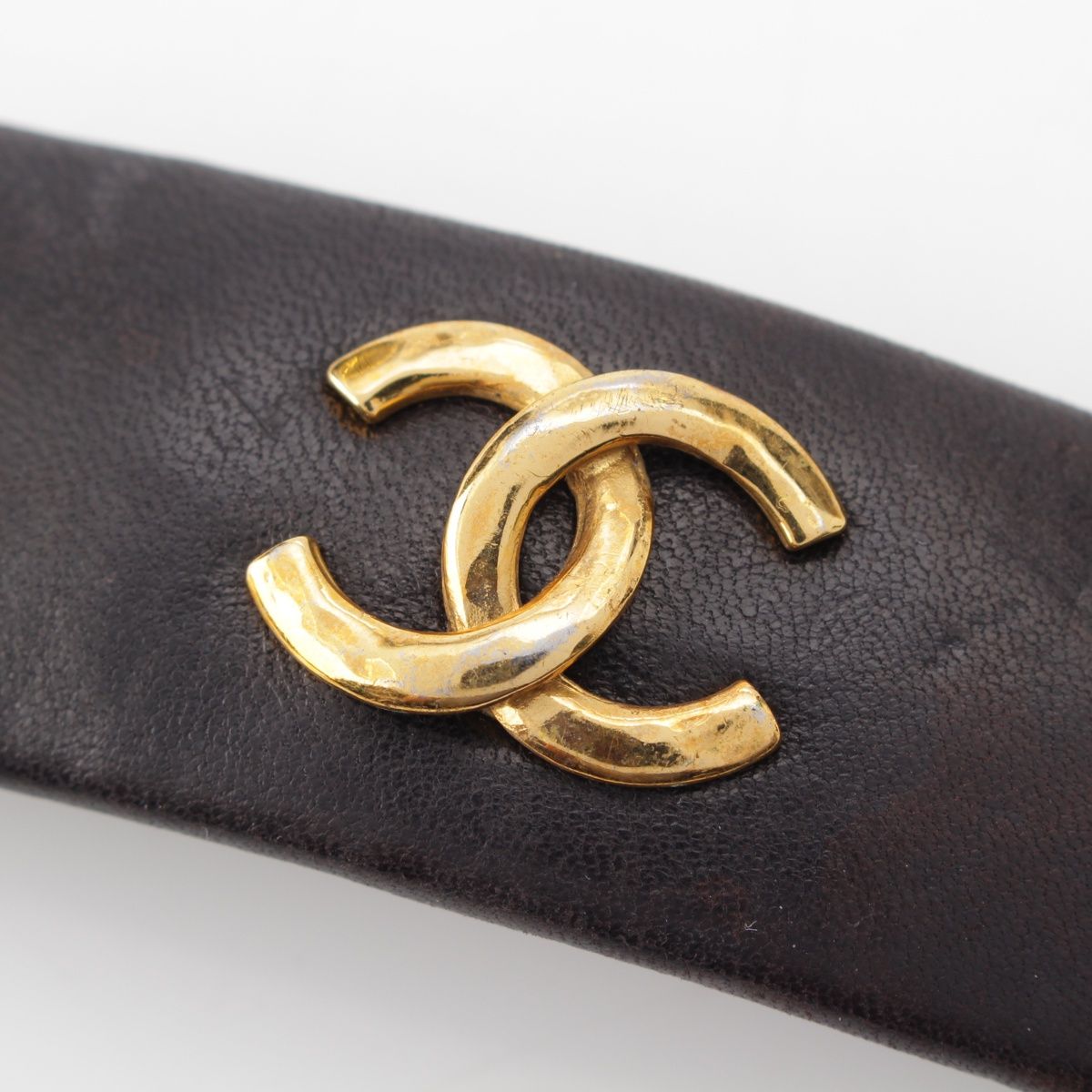 シャネル レザー ココマーク バレッタ ヘアアクセサリー ピン ブラック