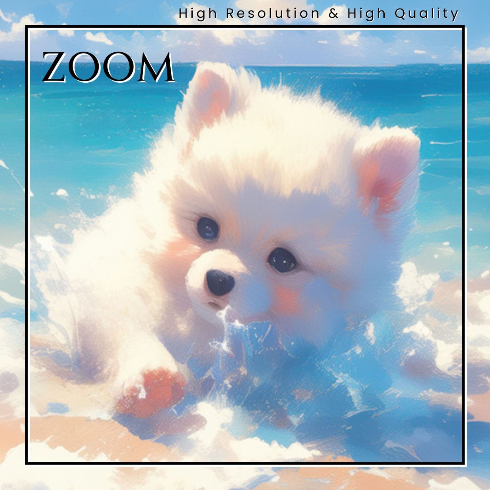 貝犬戯舞 - ポメラニアン犬の子犬 No.2】ジークレー版画＊名入れOK