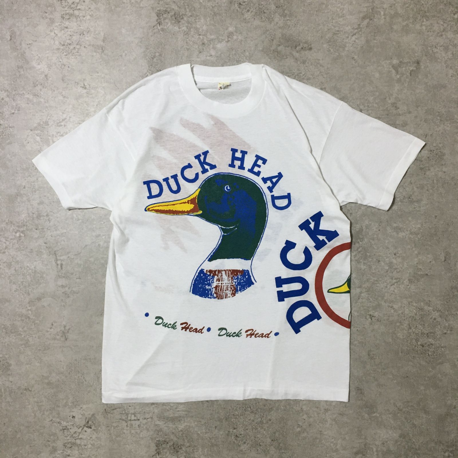80s USA製 DUCK HEAD Logo Multi Printed T-shirt ダックヘッド