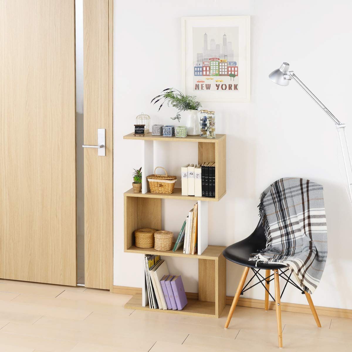 背面化粧済 本棚 ナチュラルブラウン 幅59.6 パーテーション 高さ107.2 横置きできる ジグザグラック 奥行23.4cm COB-1160NA 白井産業 コビナス